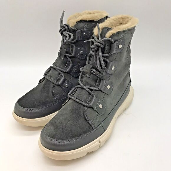 Sorel Explorer II Joan Waterproof Boots Womens 6.5 Grill/Fawn Gray Suede Lace Up - Picture 3 of 12